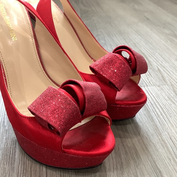 Red sparkle evening high heel shoes size 7 - Picture 5 of 16